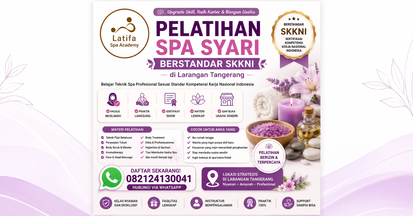 Pelatihan Spa Syari Berstandar SKKNI di Larangan Tangerang 082124130041